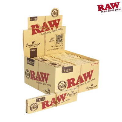 RAW CONNOISSEUR CLASSIC KING SLIM +TIPS CIGARETTE ROLLING PAPERS 24CT/PACK